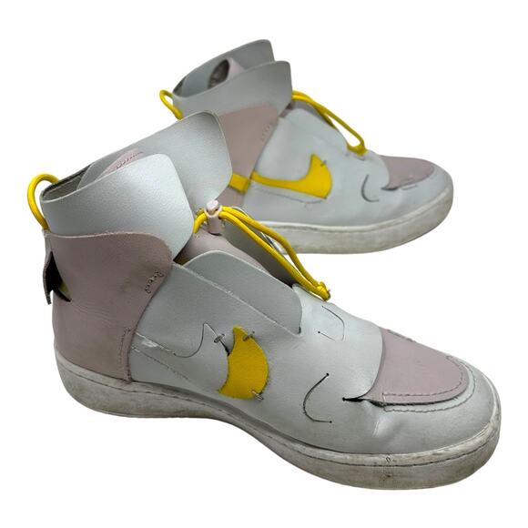 Nike Vandalised Grey Yellow Pink Slip On High Top Sneakers Size 8.5 - Picture 3 of 9